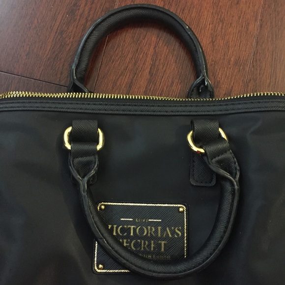 NEW Victoria's Secret Black Bag Purse Handbag Gold - Picture 7 of 10